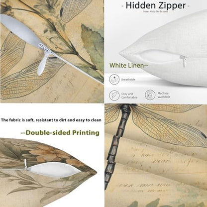 Vintage Animals Pillow Covers 18”x18”, Linen Pillowcases