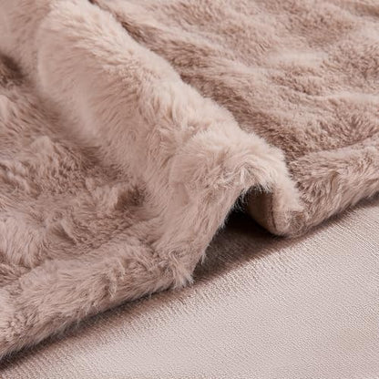 Modern Threads Water-Resistant Faux Rabbit Fur Pet Blanket for Dogs & Cats – Ultra-Soft Couch, Bed & Crate Protector, 30x40 Khaki
