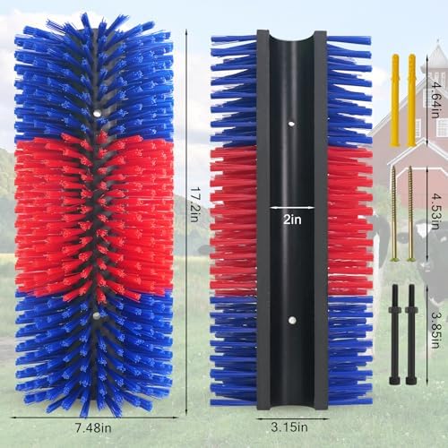 Livestock Scratching Brush Goat Scratcher Full Massage Grooming Brush with 8 Screws for Cattle, Sheep, Horses, Pigs