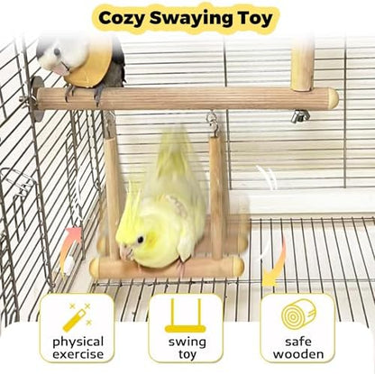 Bird Spinning Perch & Swing Toy Combo, Multi-Functional Parrot Toy