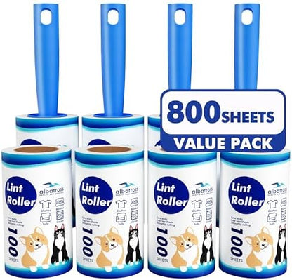 800 Sheets Lint Rollers for Pet Hair Extra Sticky, 4 Handles, 8 Rollers