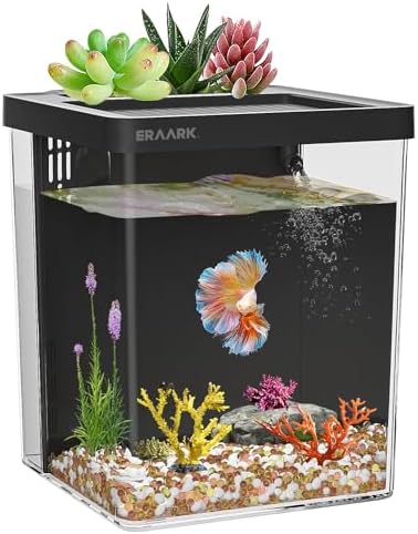 ERAARK 1.5 Gallon Betta Fish Tank Aquarium kit with Filter LED Light, Water Pump, Fish Tank Starter Kits, Fish Bowl