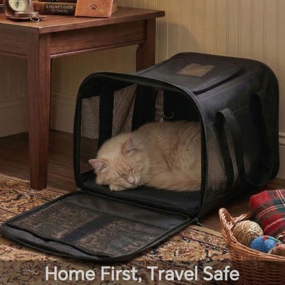 Conlun Cat Carrier Airline Approved, Soft-Sided Dog Carrier with Inner Safety Leash, Pet Transport Carrier for Small-Medium Cats Puppies up to 15 Lbs, Collapsible Travel Kitten Carrier Bag -Purple M