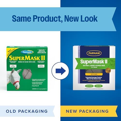Farnam SuperMask II Horse Fly Mask Basic, Protects Eyes, Large Size