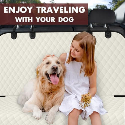 Waterproof Dog Backseat Cover for Cars, Non-Slip Pet Seat Protector, Beige