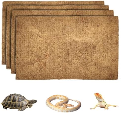 Hamiledyi Reptile Carpet Natural Coconut Fiber Tortoise Carpet Mats 4 Pcs
