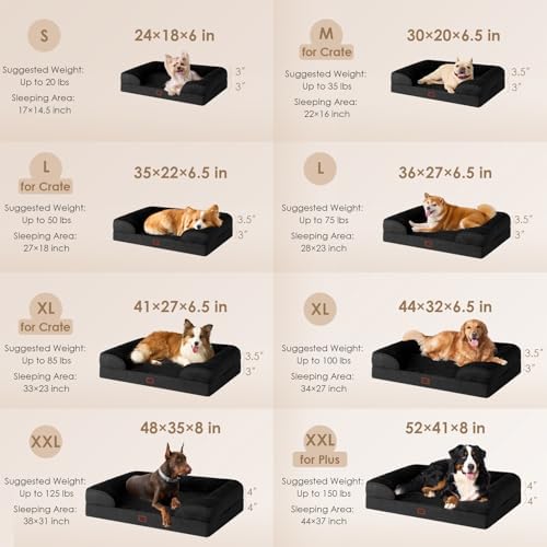 EHEYCIGA Orthopedic Dog Beds Large Sized Dog, Waterproof Washable Pet Bed