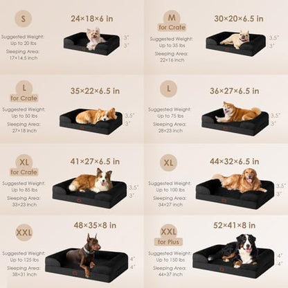 EHEYCIGA Orthopedic Dog Beds Large Sized Dog, Waterproof Washable Pet Bed