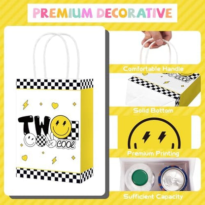 Greencian 16Pcs Two Cool Birthday Party Favor Bags Smile Face Goodie Bags