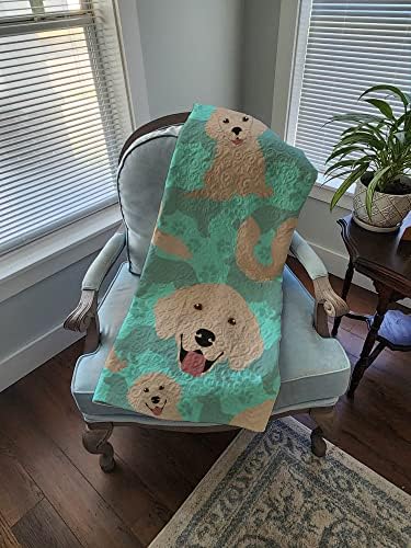 Caroline's Treasures MLM1078LQB Cream Golden Retriever Quilted Blanket 50x60 Artwork Pattern Quilted Throw Blanket for Bed, Couch, Sofa, Soft and Lightweight