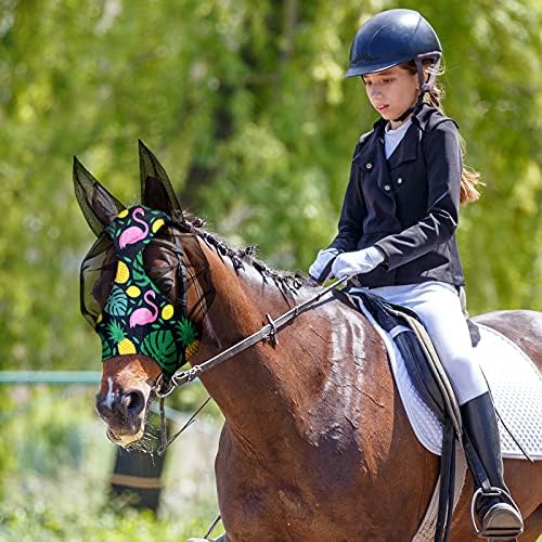 Weewooday 2 Pieces Horse Fly Masks for Horses Soft Fly Masks for Ears Smooth and Elasticity Mask with UV Protection(Fruit Pattern,M)