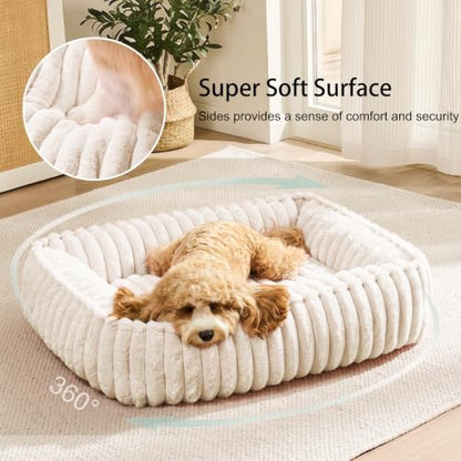 Medium Dog Bed Calming Cat Bed for Indoor Cats 24’’x20’’ Ivory