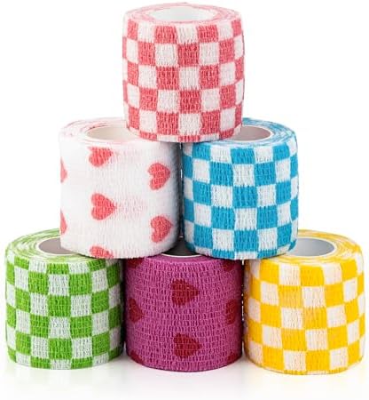 Vet Wrap Cohesive Bandages, Self-Adhesive Bandage Wrap, Breathable Non-Woven Self Adherent Tape for Pet Dog Leg Paw Wound, Horse, Cat, First Aid & Ankle Sprain, 2 Inch (6 Rolls)
