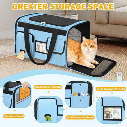 HUANLANG Large Cat Carrier Travel Soft Sided Pet Carrier Airline Approved
