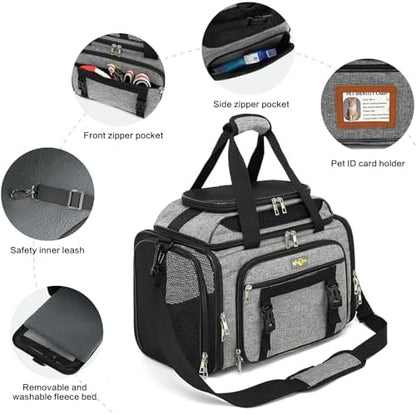 Cozy Cruiser Pet Carrier with Wheels for Small Dog and Cat,TSA Airline Approved, Expandable Space, Soft-Sided & Collapsible Design,4-Wheeled Rolling Travel Bag with Telescopic Handle