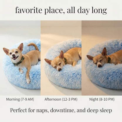 nononfish Soft Plush Dog Bed for Small Dogs,Cozy Calming Pet Bed