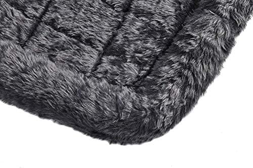 MidWest Homes for Pets QuietTime Dog Bed - Gray Faux Fur Bolster, Ultra-Soft and Machine Washable, Fits 48-Inch Crates and Carriers, for Extra-Large Breed Dogs