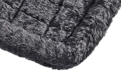 MidWest Homes for Pets QuietTime Dog Bed - Gray Faux Fur Bolster, Ultra-Soft and Machine Washable, Fits 48-Inch Crates and Carriers, for Extra-Large Breed Dogs