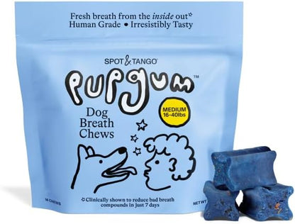 Spot & Tango PupGum Dog Dental Chews for Fresh Breath & Clean Teeth – Clinically Proven Ingredients – Human-Grade, Vet-Developed Daily Dental Treats for Dogs 16-40lbs – 14 Chews – Made in USA