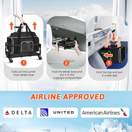 Petskd Top-Expandable Small Pet Carrier with Wheels Airline Approved