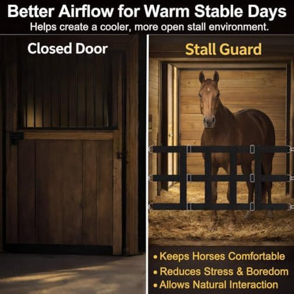 2 Pcs Stall Guards for Horses 48" x 18 " with Adjustable Strap Black