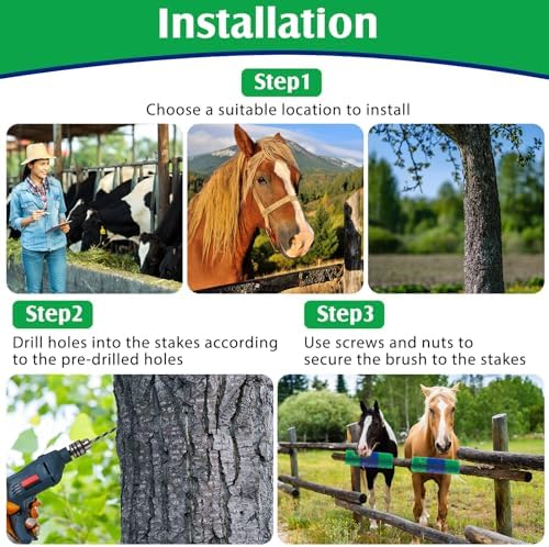 3 Pack Livestock Scratching Brush, Blue and Green