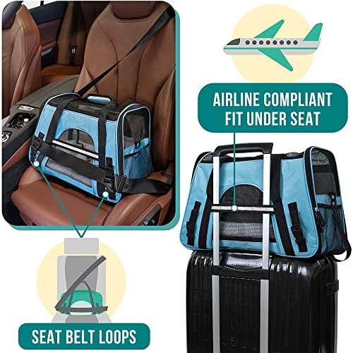 PetAmi Airline Approved Pet Carrier for Cats & Small Dogs, Large Light Blue