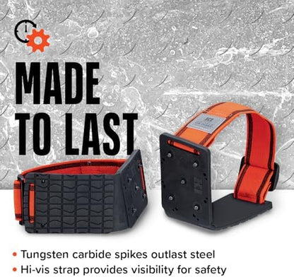 K1 Mid-Sole Ice Cleats - Rotatable Traction Aids For Flat Shoes - Indoor/Outdoor, Climbing, Driving - Slim Profile - Orange
