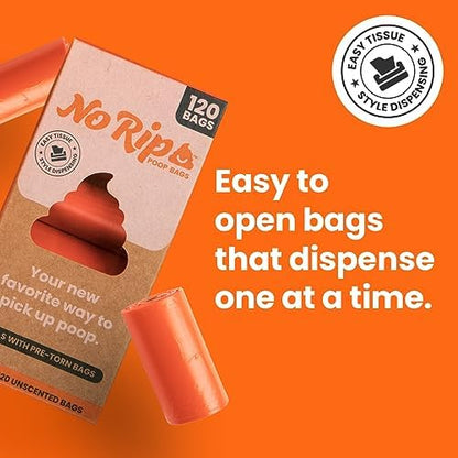 Dog Poop Bag Rolls: Convenient Tissue-Style, Extra Thick, Leak Proof, Refills for Poop Bag Leash Holder, Pooper Scooper, Unscented - 120 Count