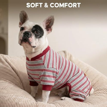 KYEESE Striped Dog Pajamas for Small Dogs Stretchy Onesie for Daily Wear