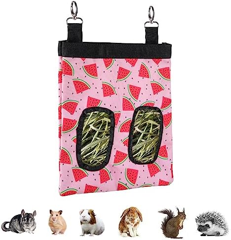 DZWLKJ Rabbit Hay Feeder, 600D Polyester, Watermelon, Hay Feeder Bag, Guinea Pig, Chinchilla, Hamsters, Small Pets, 1 Pack, Foldable, Lightweight