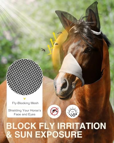 Hilltown Fly Mask for Horse with Ears - Full, Grey