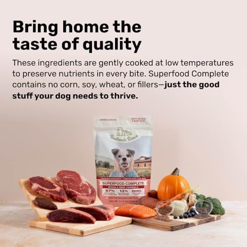 BADLANDS RANCH Air-Dried Beef & Bison Dog Food, 87% Meat, 64 oz