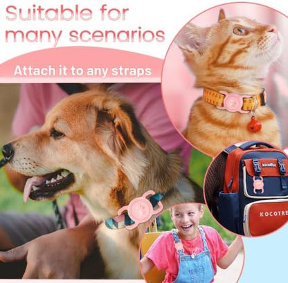 Waterproof Silicone AirTag Holder for Dog Collar, Pink