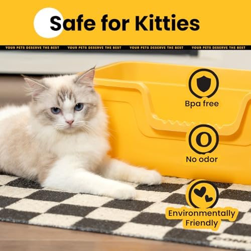 Conlun Cat Litter Mat Litter Trapping Mat, Premium Durable PVC Cute Cat Litter Box Mat, Non-Slip, Less Waste Kitty Litter Mat, Soft on Kitty’s Paws, 24”x 17” cat matts for litter, Chessboard