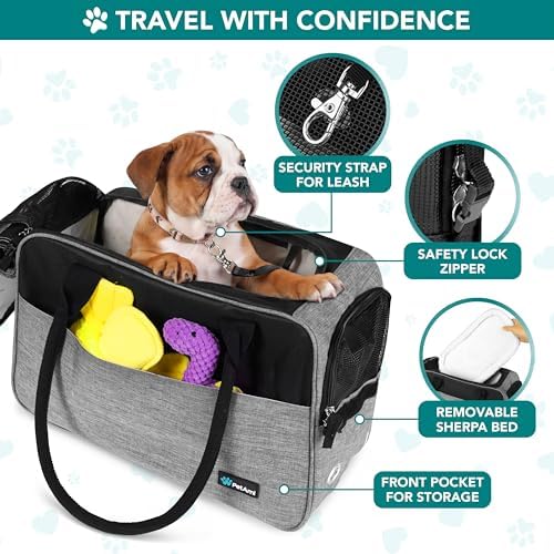 PetAmi Small Dog Purse Carrier with Pockets, Airline Approved, Grey