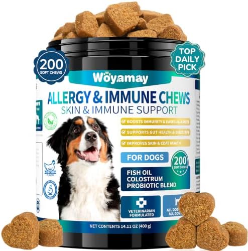 Woyamay Dog Allergy Chews, Dog Itching Skin Relief Chews, 200 Soft Bites