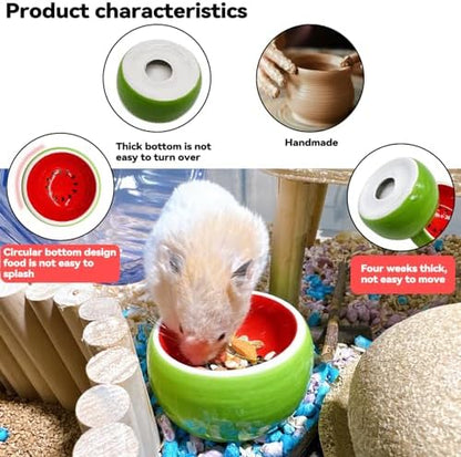 Hamiledyi Hamster Bowl 2 Pack Ceramic Gerbil Food Dish Feeding Bowls for Dwarf Syrian Hamsters Mice Rats Mouse Sugar Glider