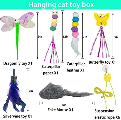 Cat Toy Hianging 6 Pcs Indoor Door Interactive Feather for Hunting