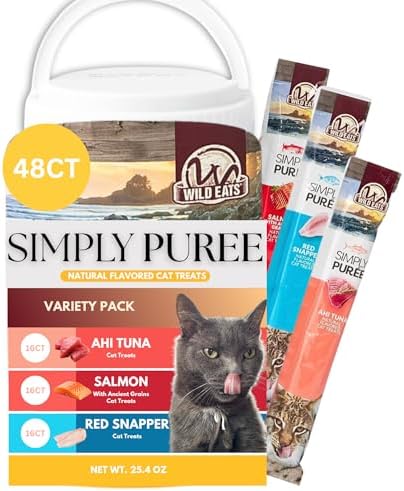 Wild Eats Simply Puree Variety Pack Cat Treats Tub, 48 Servings, Grain Free