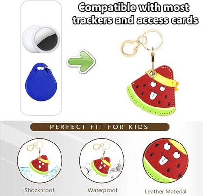 BORKUANA PU Leather Keychain Holder Protective Case Compatible with AirTag