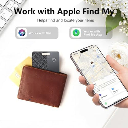 Ultra-Thin Wallet Tracker Card(iOS Only), Bluetooth Tracker Smart Card for Apple Find My iPhone Wallet GPS Tracker, Supports Wireless Charging, 10 Years Battery for Luggage, Wallets, Backpacks, Keys