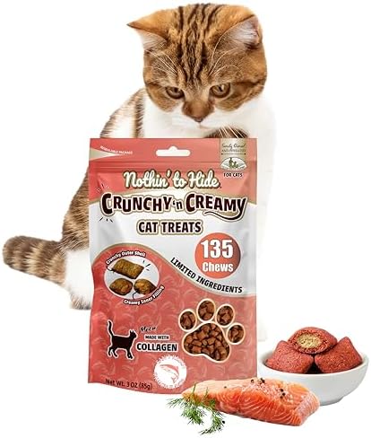 Fieldcrest Farms Collagen Cat Treats, Salmon, Crunchy & Creamy, 3 oz Pouch
