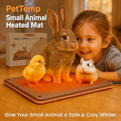 Small Animal Heating Pad, Small Animal Bed, Large Outdoor/Indoor Winter Thermal Heating Pad for Rabbits, Guinea Pigs & Chickens, Waterproof & Chew-Resistant, 30W Energy-Efficient (L:15.7" x 11")