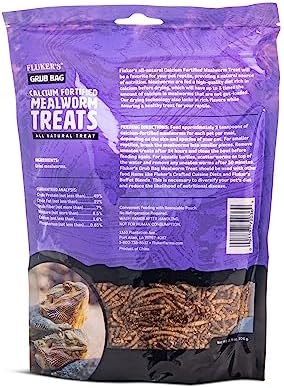 Fluker’s Grub Bag All Natural Calcium Fortified Mealworm Treats, Packed with Protein, Rich in Nutrients, A Reptile Favorite, 3 oz