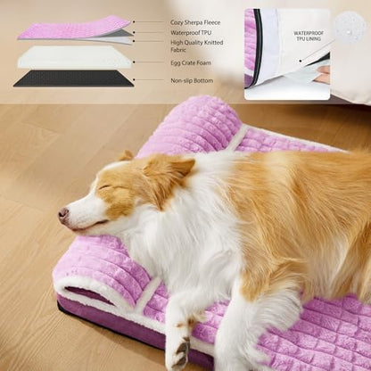 Orthopedic Large Dog Bed Pillow Pet Sofa Bed 48''X30'' Lilac