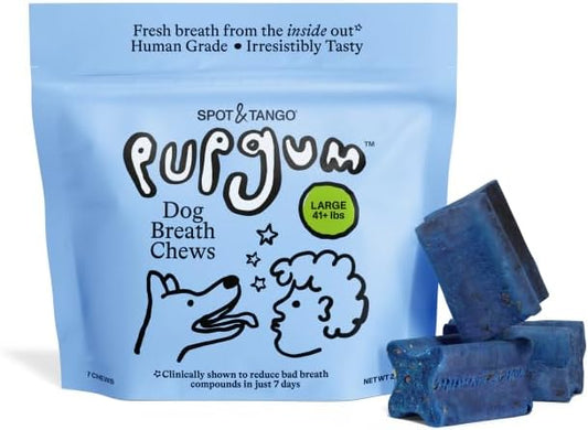 Spot & Tango PupGum Dog Dental Chews for Fresh Breath & Clean Teeth – Clinically Proven Ingredients – Human-Grade, Vet-Developed Daily Dental Treats for Dogs 41+lbs – 7 Chews – Made in USA