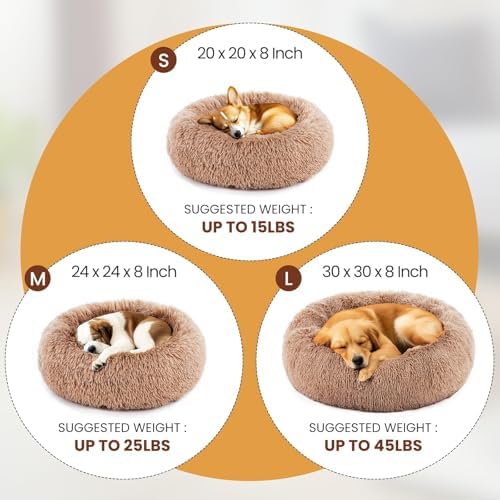 Dog & Cat Bed for Indoor Cats Calming Donut Bed Puppy Kitten Washable Round Fluffy Pet for Small Medium Dogs and Cats