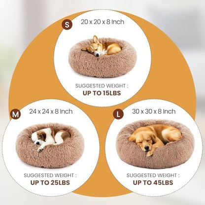 Dog & Cat Bed for Indoor Cats Calming Donut Bed Puppy Kitten Washable Round Fluffy Pet for Small Medium Dogs and Cats
