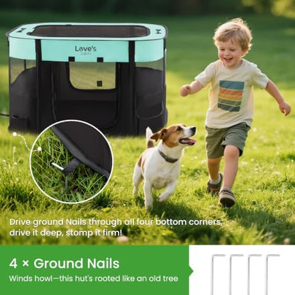 Love's cabin Pet Puppy Dog Playpen, Small Dog Tent Crates Cage Indoor/Outdoor, Portable Exercise Playpen for Dog and Cat, Foldable Pop Up Dog Kennel Playpen with Carring Case (S, Green)